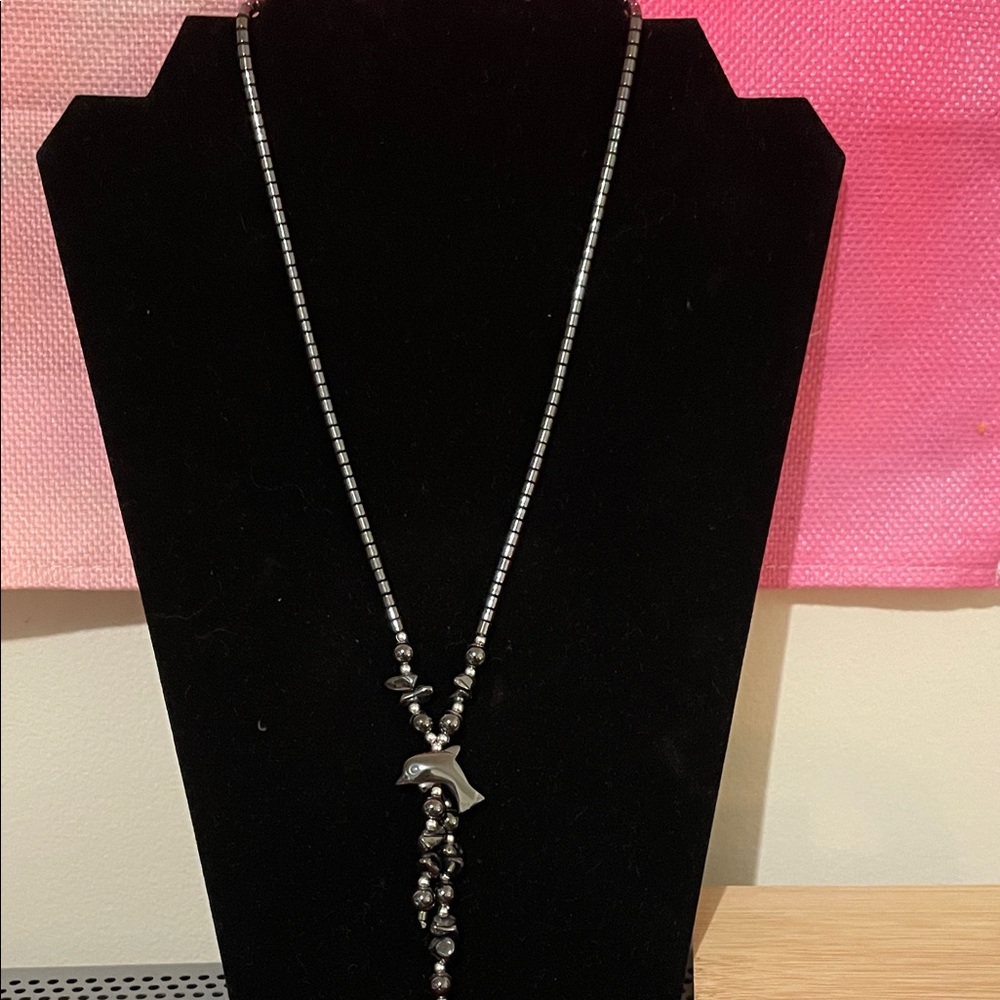 Artisan Silver Dolphin Beaded Necklace